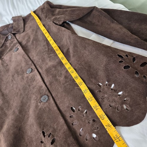Lord & Taylor vintage suede skirt set cutout outfit 2 piece 10 chocolate brown - Picture 9 of 16