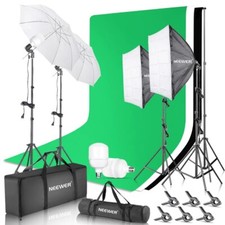 Neewer Continuous Lighting Kit and 8.5x10ft Background Kit with Umbrella/Softbox