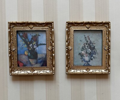 2 x große Puppenstube PAUL CEZANNE Rokoko Ölgemälde Miniatur Bilderrahmen