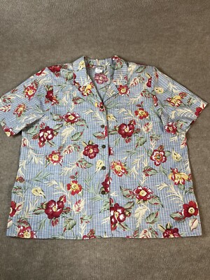 Vintage 2XL Hawaiian Shirt Blouse Multicolor Floral Beach Tropical Aloha Luau