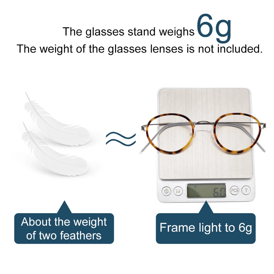 Men's Round glasses Tortoise round frame blue titanium alloy legs womens eyewear - Image 4 of 4