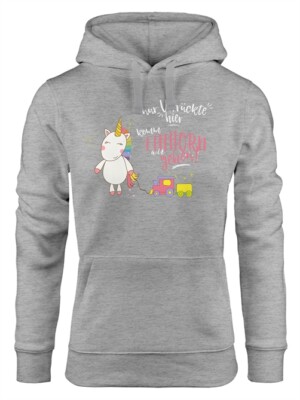 Damen Kapuzen-Pullover Nur Verrückte hier komm Einhorn wir gehen Moonworks 