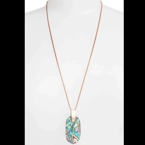 Long Kendra Scott Inez SILVER Long Pendant Necklace In In Abalone Shell - Picture 12 of 14