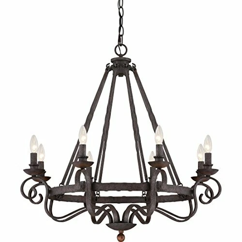 Quoizel NBE5008RK 8-Light Noble Chandelier in Rustic Black - Picture 1 of 3