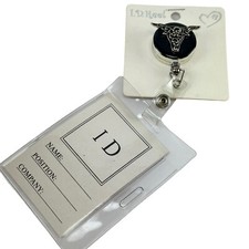 L D Reel Id Lanyard Western Longhorn Silver Tone Black