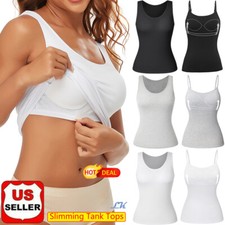 Women Supersoft Camisole Stretch Casual Tank Tops Built in Shelf Bra Body Shaper