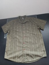 OAKLEY Button Up Shirt Green With Stripes S/S Men  s Size Large
