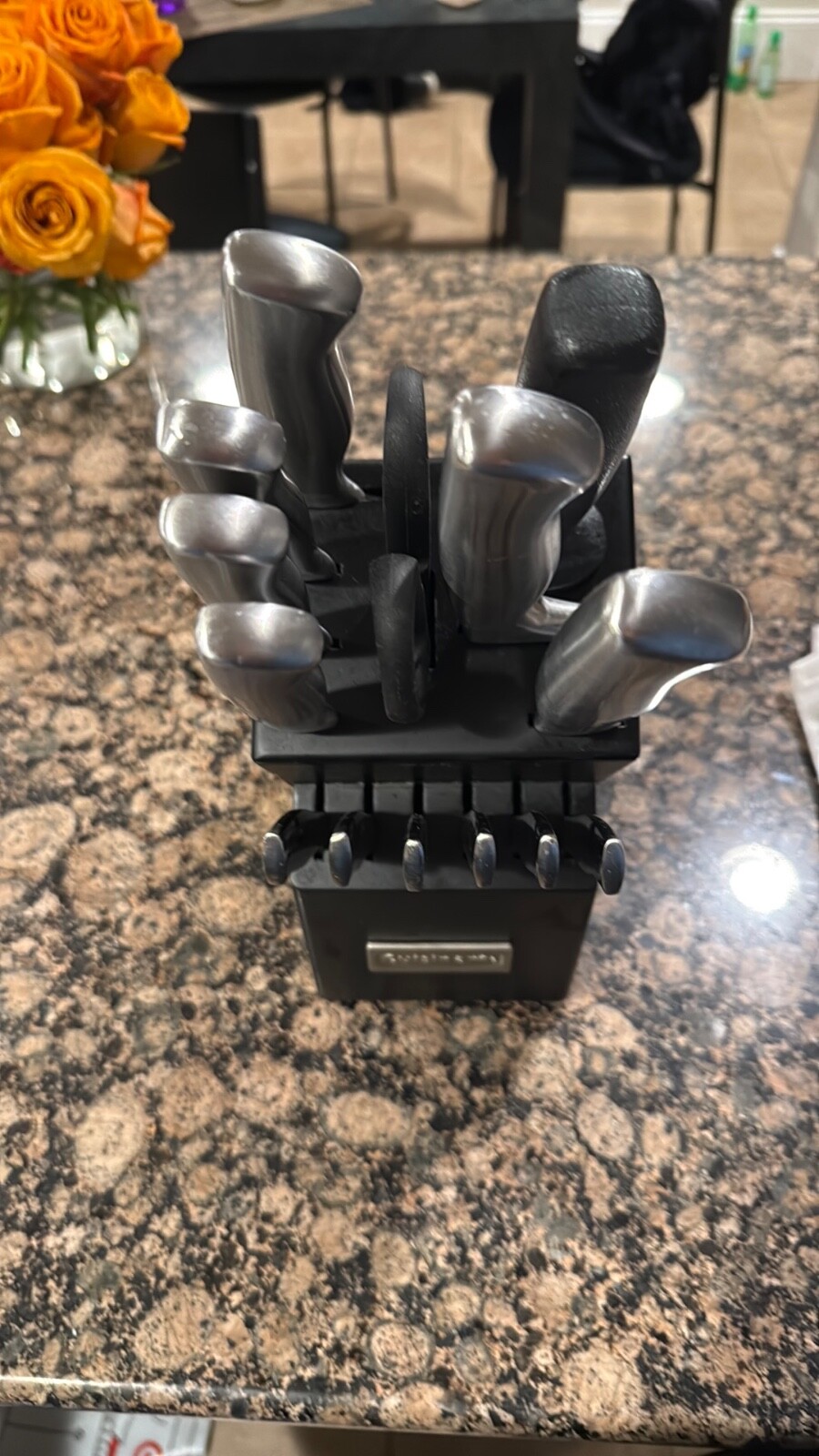 Cuisinart 15-Piece Stainless Steel Knife Set with Hollow Handles and Block for Precise Cutting