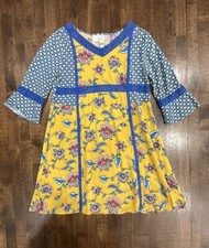 Matilda Jane Sz 8 Choose Your Path Flower Power Dress Crochet Trim Bright Floral