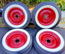 Set 4 Red 15x6 Steel Wheels Rims 5x4.5 Ford Mopar Mustang Hot Rod Usa Staggered