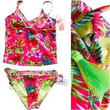 NWT HOBIE Girls TROPICAL California Style TANKINI BIKINI SWIMSUIT Size 12