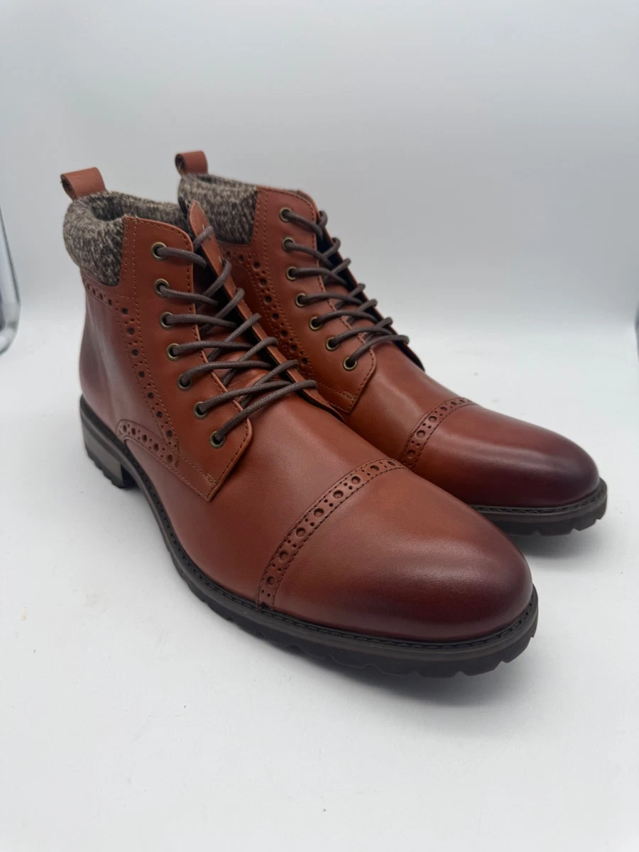 La Milano Stance 11 Men\'s Cognac Leather and Gray Wool Lace-Up Boots Size 12 La Milano Stance 11 main image 3