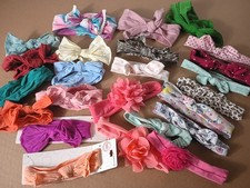 Lot of 25 Baby Headbands Bows Polka Dot Leopard Floral Stretchy Toddler