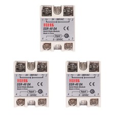 3 Pcs Solid State Relay SSR-40DA Single Phase Module Input 3-32V DC Output