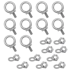 10 Pcs M6 Eye Bolts with Nuts Stainless Steel Lifting Eye Bolt UNC Heavy Duty Ma