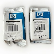 HP 62 Ink Cartridges C2P04A Black C2P09A Tri-Color Genuine Sealed