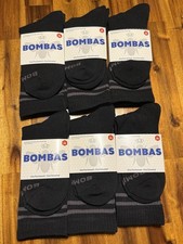 6 Pair Of New Bombas Crew Socks Sz Medium Lightly Cushioned Soles Black/Gry Uni