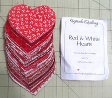 Keepsake Quilting "Red  White Hearts" 75 Die-cut Hearts, 100 Cotton