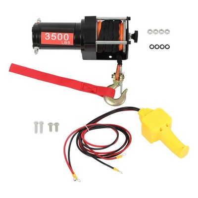 Electric Winch 3500lbs Line Pull Capacity with 3/16'' x 39 ft Synthetic Rope