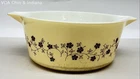 Pyrex Woodland Round Casserole Dish 475-B 2.5 Qt Yellow Floral Vintage
