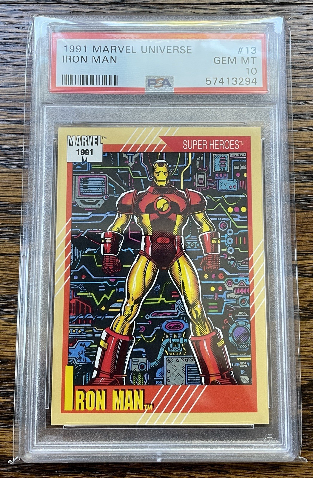 1991 Impel Marvel Universe Super Heroes Iron Man #13 PSA 10 GEM Mint Card MCU