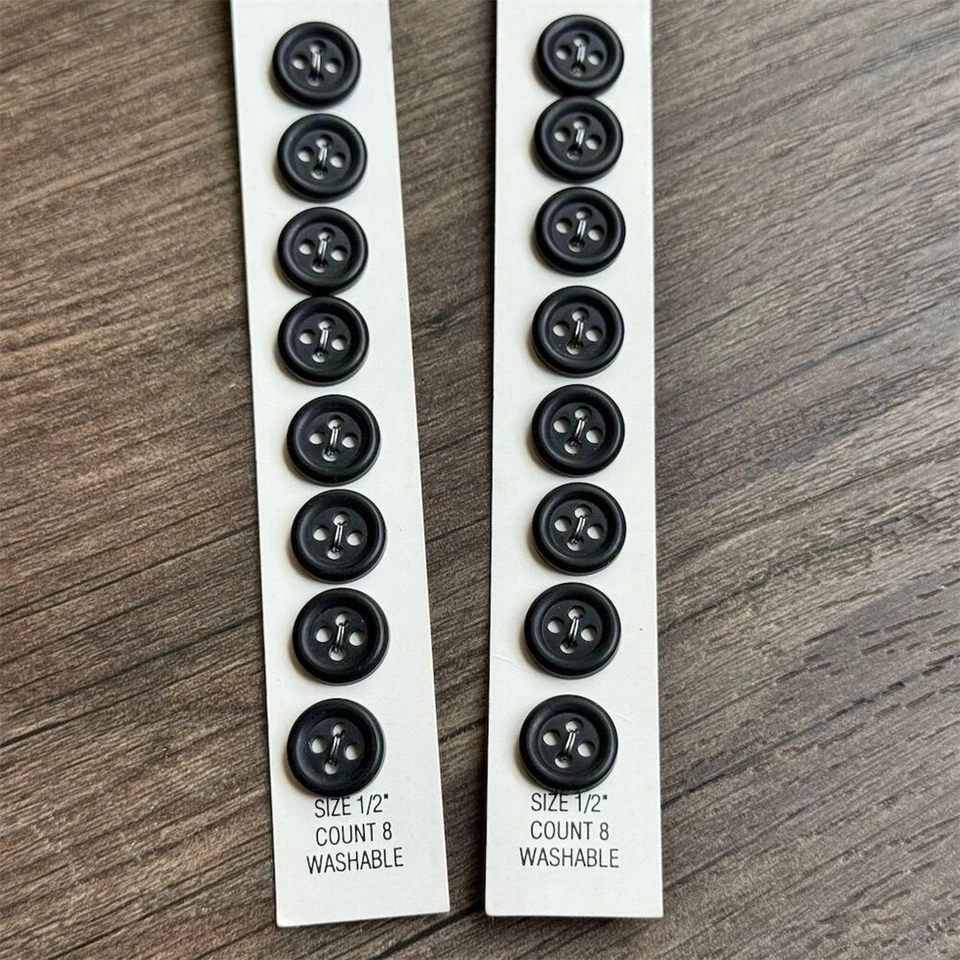 NEW Vintage Slimline Black 4 Hole Flat Round Sewing Buttons 16 Pack 4 crafts DIY - Image 2 of 4