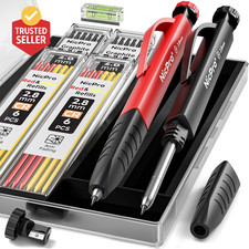 2 Pack Carpenter Pencil Set with Sharpener  Finger Grip, Mechanical Woodworking