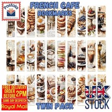 French Café Bookmarks Twin Pack – Coffee & Pastry Reading Gift for Book Lovers