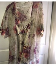 Nightie Robe 2 Pc Set Night Magic by Cinema Etoile Floral Small VTG