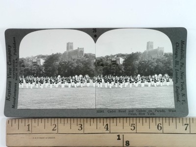 Keystone Cadet Band and Cadets on Parade West Point NY Stereoview Card 1900s