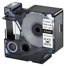 1PK Black on White Nylon Industrial Label 18489 for DYMO Rhino 3000 19mm Tape