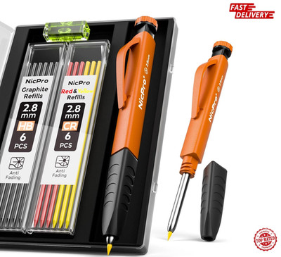 Nicpro Upgraded 3-IN-1 Carpenter Pencils Set with Finger Grip, 1Pcs Construction