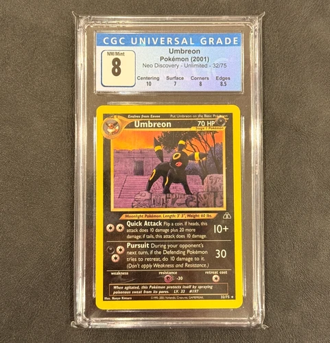 CGC 8 Umbreon Neo Discovery Unlimited 32/75 (2001 Pokemon Card) NM/Mint 8