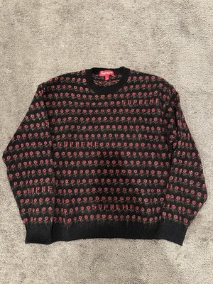 Supreme Flowers Metallic Sweater Black Size Medium FW25 Box Logo