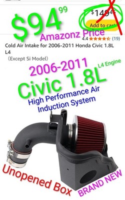 2006-2011 Civic 1.8L Cold Air Intake Kit  L4 Engines (Not Si)  High Performance