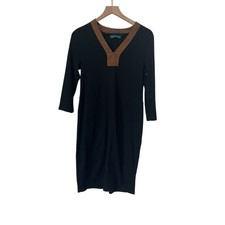 Lauren Ralph Lauren Womens Black Brown Trim Dress Size  Medium Petite