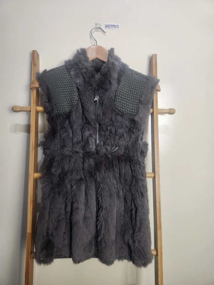 Linda Richards Luxury Grey Knit Rabbit Fur Reversible Women's Best Size XS - Image 2 of 4