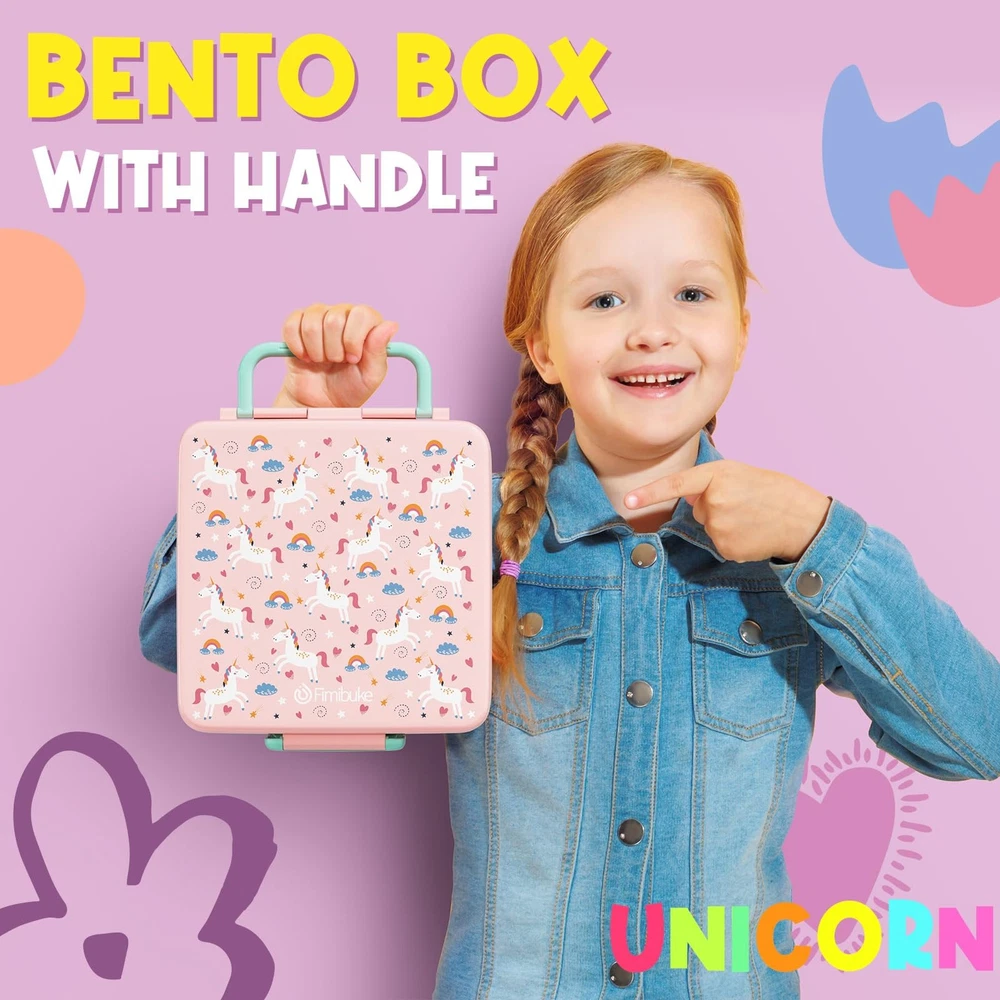 Kids Leak-Proof 4-Compartment Bento Lunch Box for Toddlers BPA-Free