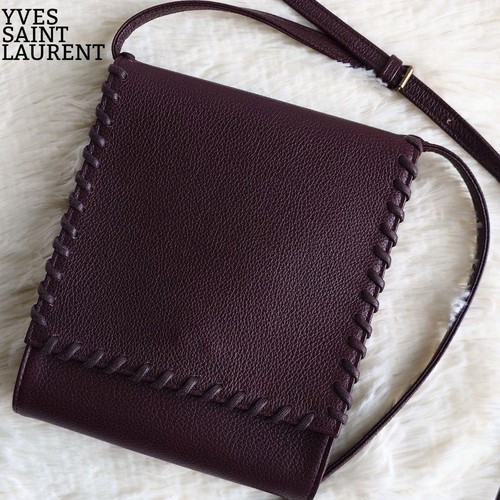Yves Saint Laurent Cassandra Leather Crossbody Bag Brown Vintage Unisex
