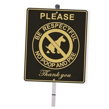 HEIOKEY No Peeing and No Pooping Dog Sign with Stake, Aluminum 12 x 10 Black