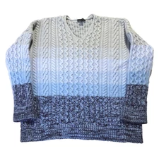 CARLISLE Collection Wool Cableknit Ombre Sweater Womens Size XL Colorful