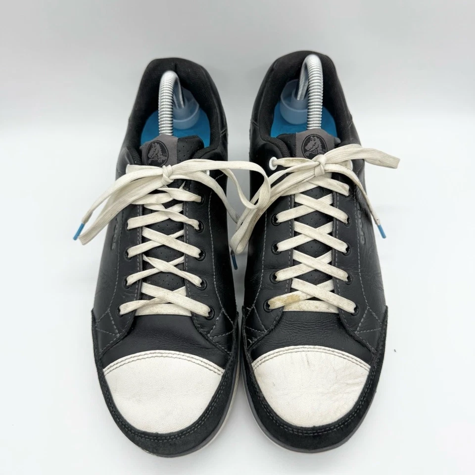 Zapatos de golf Crocs Hank Haney de cuero sin clavos negros/blancos/azules 15099 para hombre talla 10 Foto 4 de 4