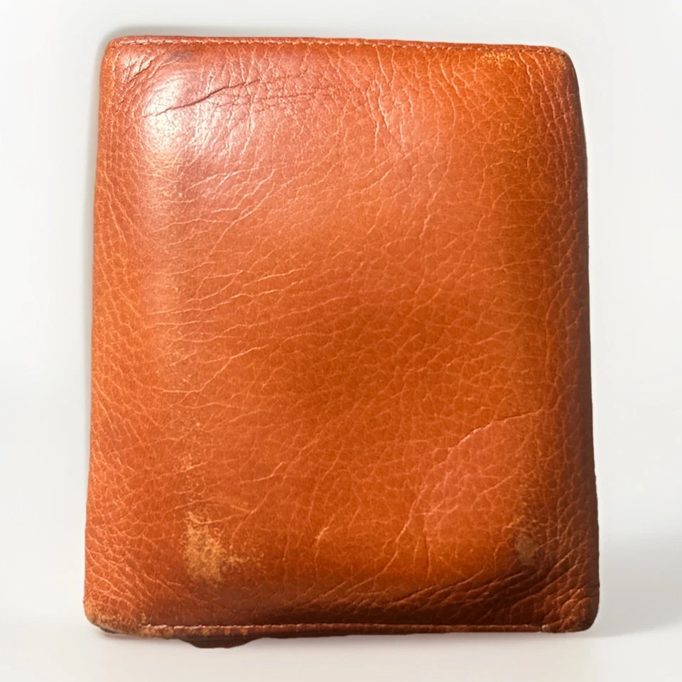 Cartera Polo Ralph Lauren para hombre triple marrón tostado cuero grano completo logotipo vintage Foto 4 de 4