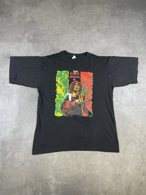 VINTAGE 90S BOB MARLEY BANDSHIRT FIREFOX SINGLE STITCH SCHWARZ GR. XXL