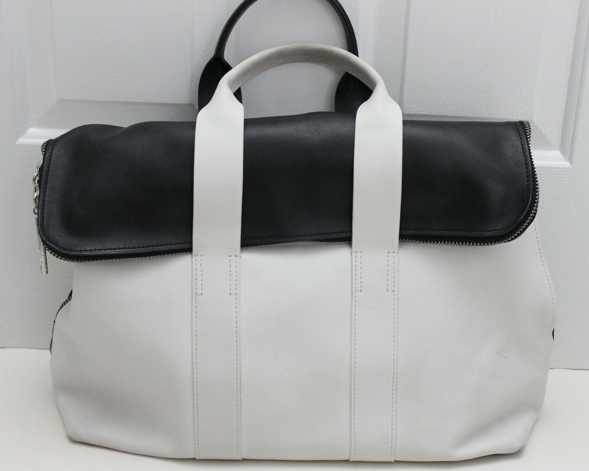 3.1 Phillip Lim Soft Leather 31 Hour Black & White X-Large 3.1 Phillip Lim Soft Leather 31 Hour Black & White X-Large