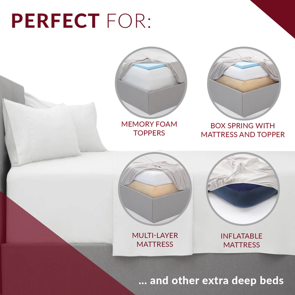 Sábana Ajustable Mellanni Microfibra Bolsillo Extra Profundo Hasta 21" Colchón Profundo Foto 2 de 4