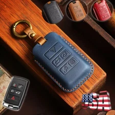 Leather Car Key Fob Case Cover Holder For Land Rover Range Rover Defender Jaguar