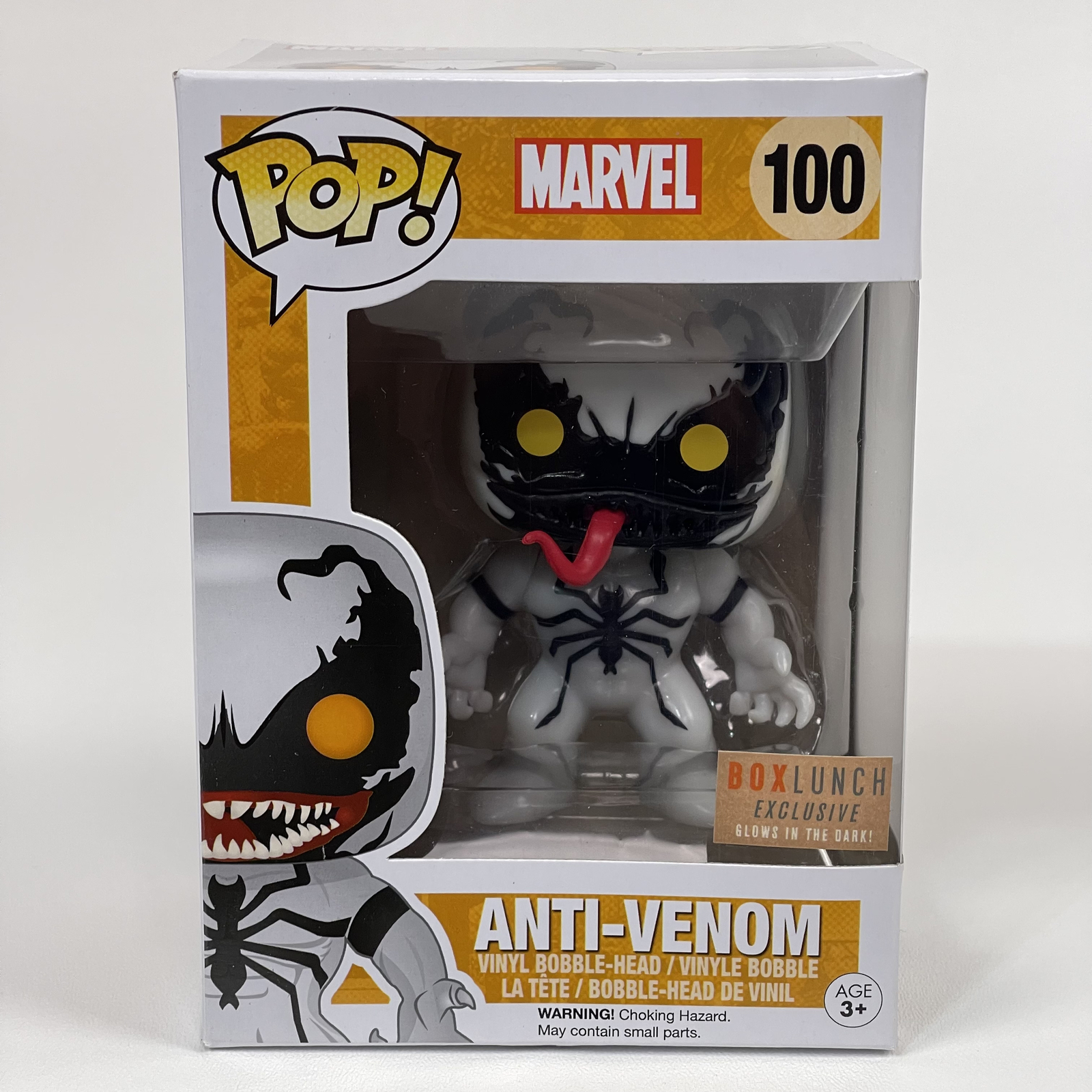 Sale Funko Pop Marvel #100 Anti-Venom Box Lunch Exclusive Glow (Gitd) Box Damage