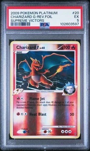 #20 CHARIZARD G REVERSE FOIL 2009 Pokémon PLATINUM SUPREME VICTOR PSA 5