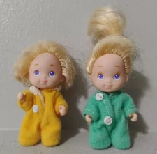 Vintage Toy Tyco Miniature Quints Blonde Baby Boy & Girl Doll Set 